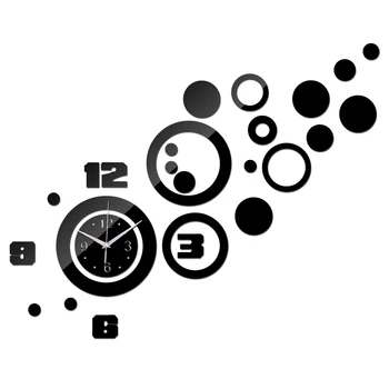 

new sale 3d craft quartz living room plastic mirror wall clock mirrored acrylic watch clocks home decoration