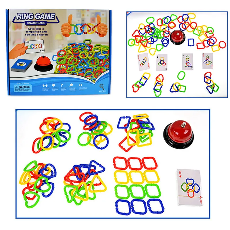 

Colorful Plastic Ring Buckle Toy Assembling Kids Puzzles Toy with Card Bell Hand Brain Teaser Toy Parent-Child Interactive Game
