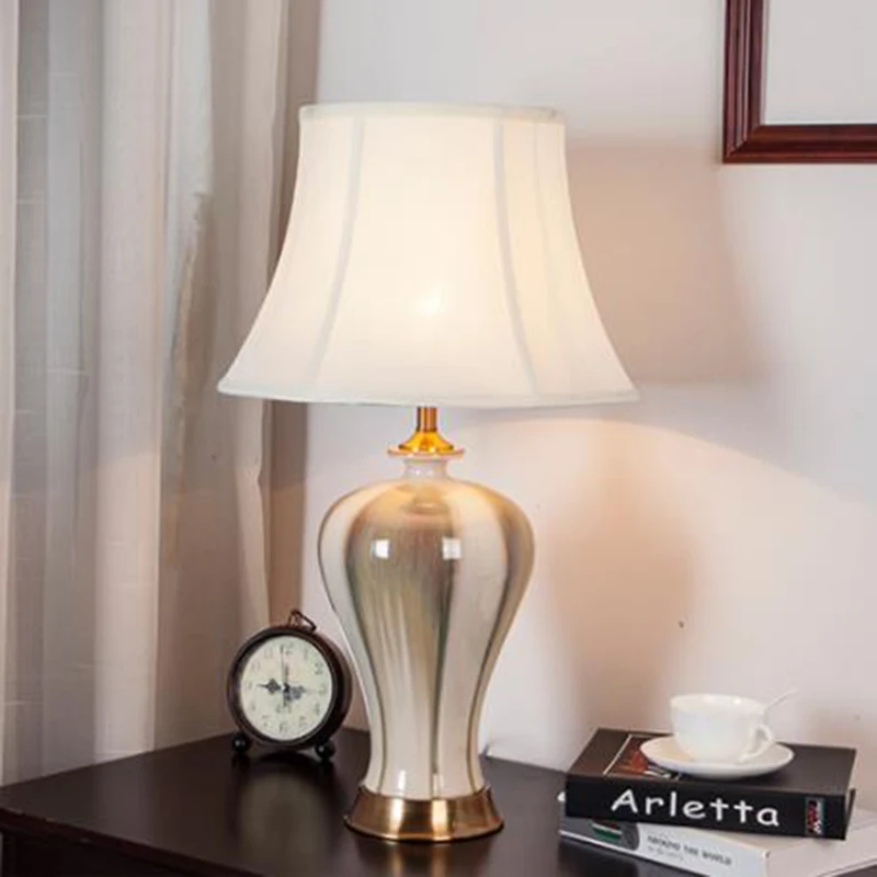 

Chineses style vintage LED ceramic Table Lamps decorative copper home lighting bedroom luxury Jingdezhen porcelain table lights
