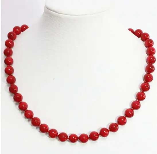 

Fashion girl >New fashion red artificial coral necklace for women 8,10, 12,14mm round pearl shell necklace women 18 inch
