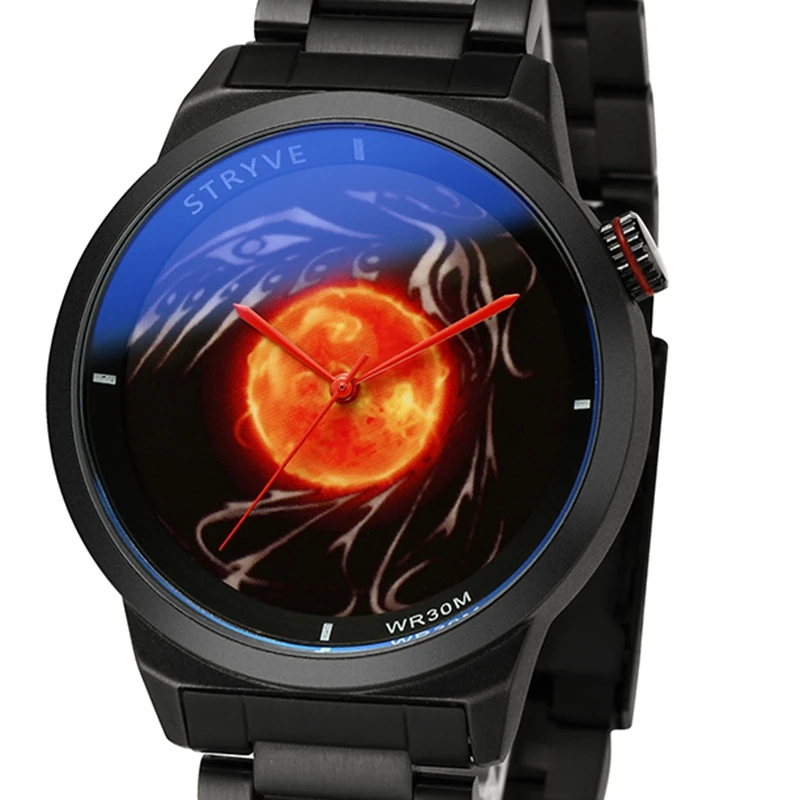 

STRYVE Gift Watch totem Men Black Stainless Steel Quartz Watch Top Brand Waterproof Watch relogio masculino reloj homb