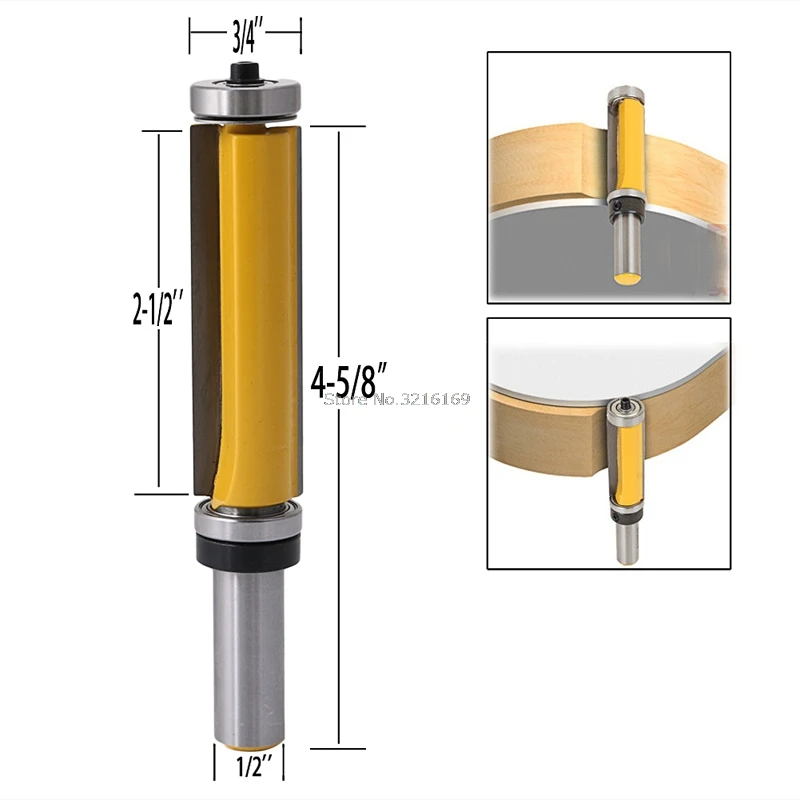 

For 1/2 Shank Pattern/Flush Trim Router Bit 2-1/2 Cutter Top & Bottom Bearing Promotion
