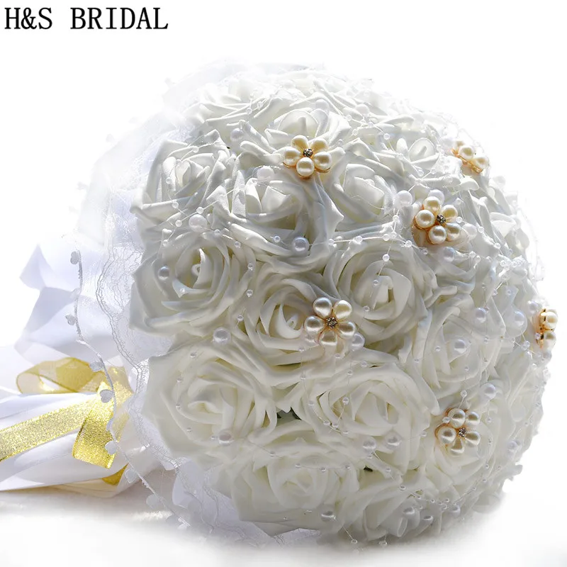 

6color Rose flower Purple Pink Red Color Bridal Bridesmaid wedding bouquet artificial flower rose crystal bridal bouquets