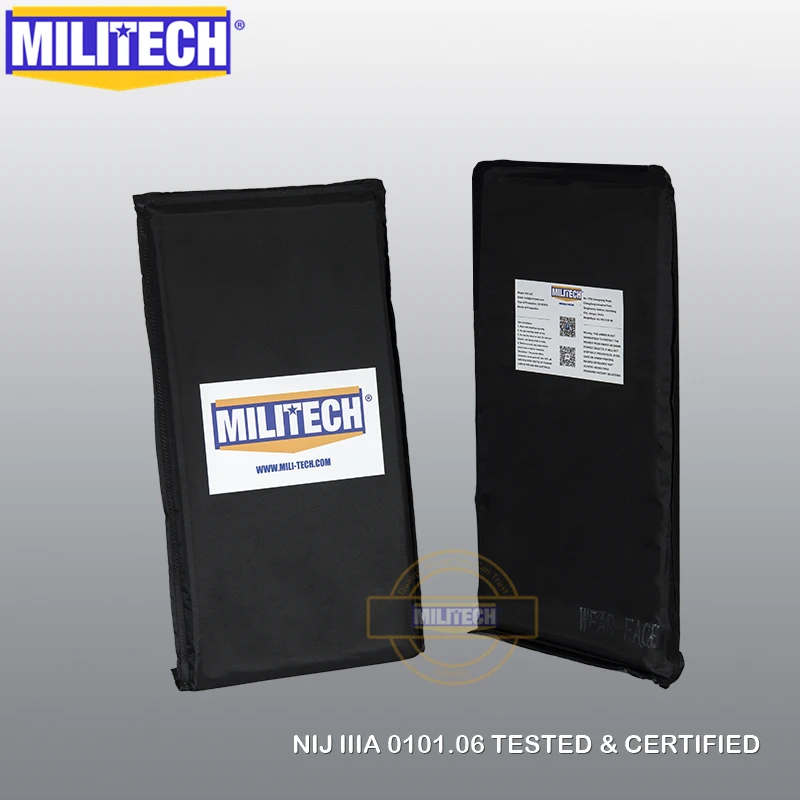  MILITECH 6'' x 12'' NIJ IIIA 3A Pair Aramid Soft Ballistic Panel Bullet Proof Plate Inserts Body Ar