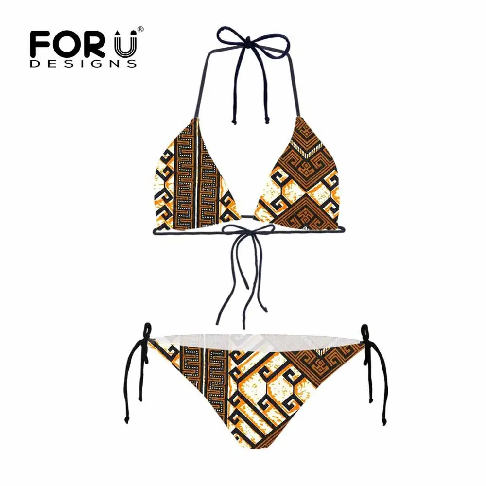 FORUDESIGNS/винтажная африканская Женская одежда для плавания с принтом купальник большого размера женский сексуальный комплект бикини Летний Купальник одежда для плавания - Цвет: RR376BR