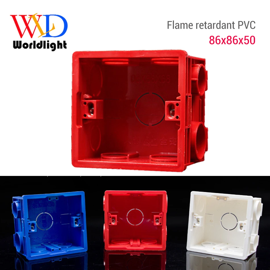 

WIRLDLIGHT djustable Mounting Box Internal Cassette 86mm*86mm*50mm For 86 Type Switch and Socket White/Red Color Wiring Back Box