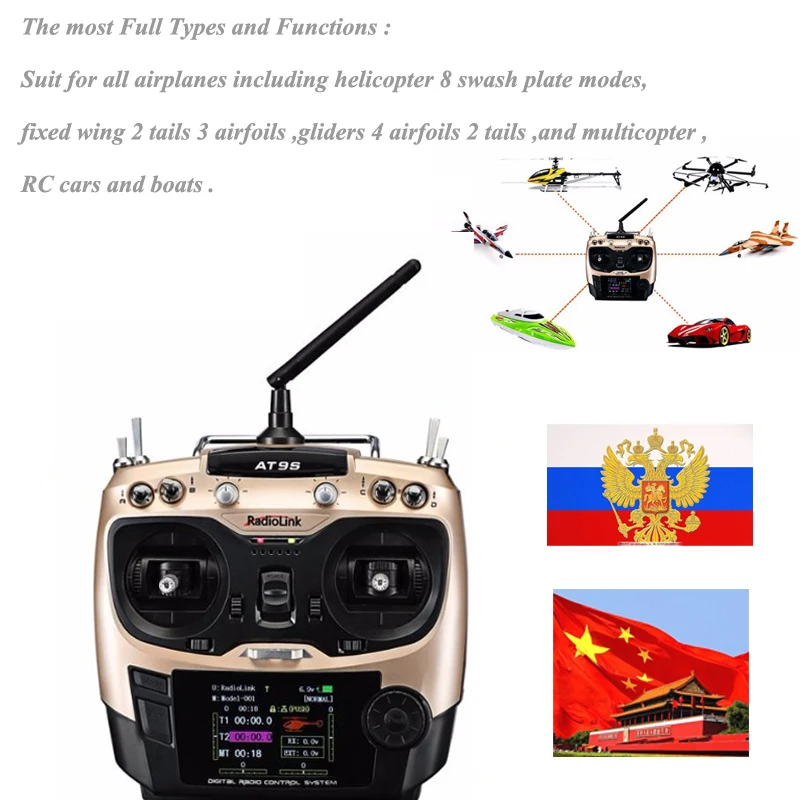 

Radiolink AT9S 2.4G 9CH System Transmitter with R9DS Receiver AT9 Remote Control update vision for RC quadcopter Helicopter