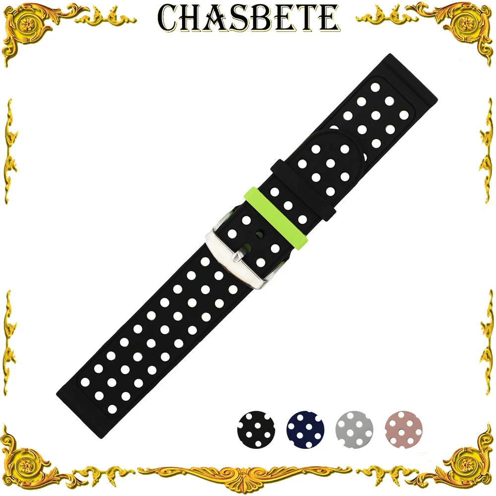

22mm Rubber Silicone Watch Band for Asus ZenWatch 1 2 Men WI500Q WI501Q Resin Strap Belt Wrist Loop Bracelet Green Black Blue