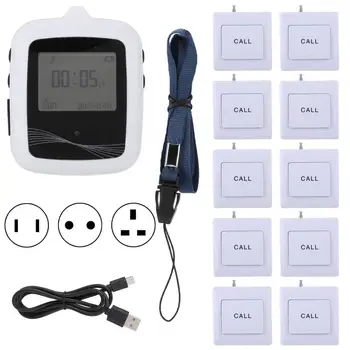 

Waiter Calling System Wireless Pagers Watch Receiver + 10 Customer Beepers Receiver