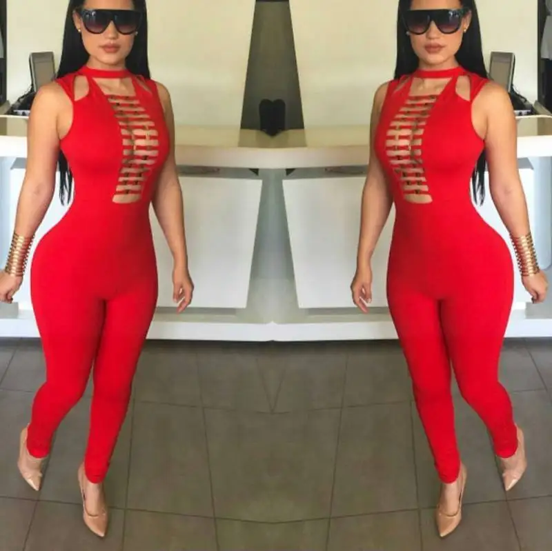 red tight romper