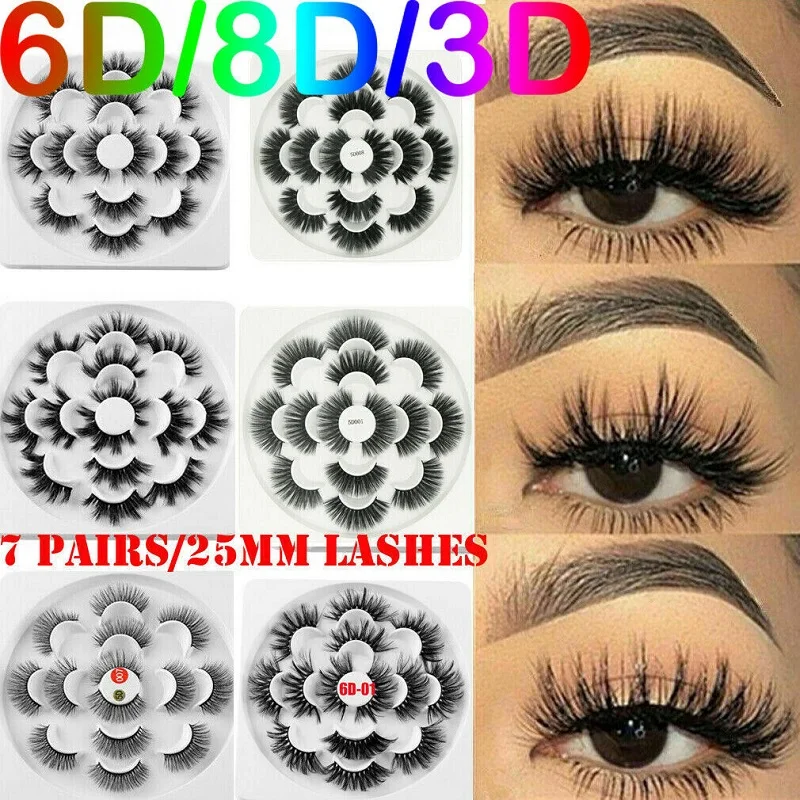 7 Pairs Natural False Eyelashes Fake Lashes Long Makeup 6D 8D Mink Lashes Eyelash Extension Mink Eyelashes For Beauty