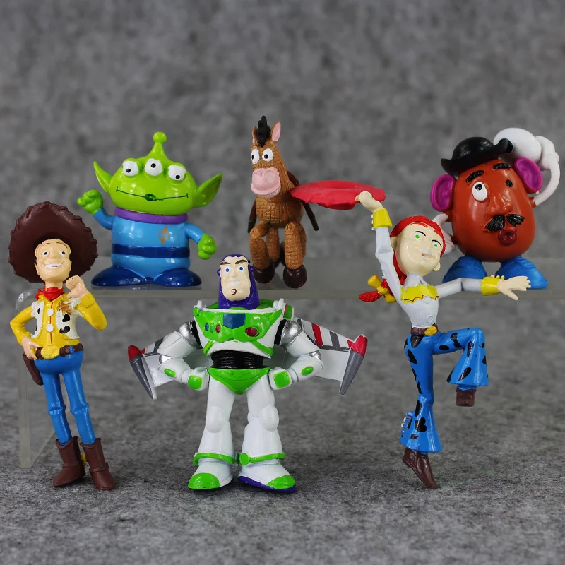 6pcs lot 5 10cm font b Toy b font story Jessie Woody and Buzz Lightyear alien