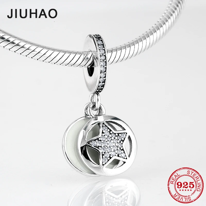 

Love fashion 925 Sterling Silver round clear CZ star fine Pendants beads Fit Original Pandora Charm Bracelet Jewelry making