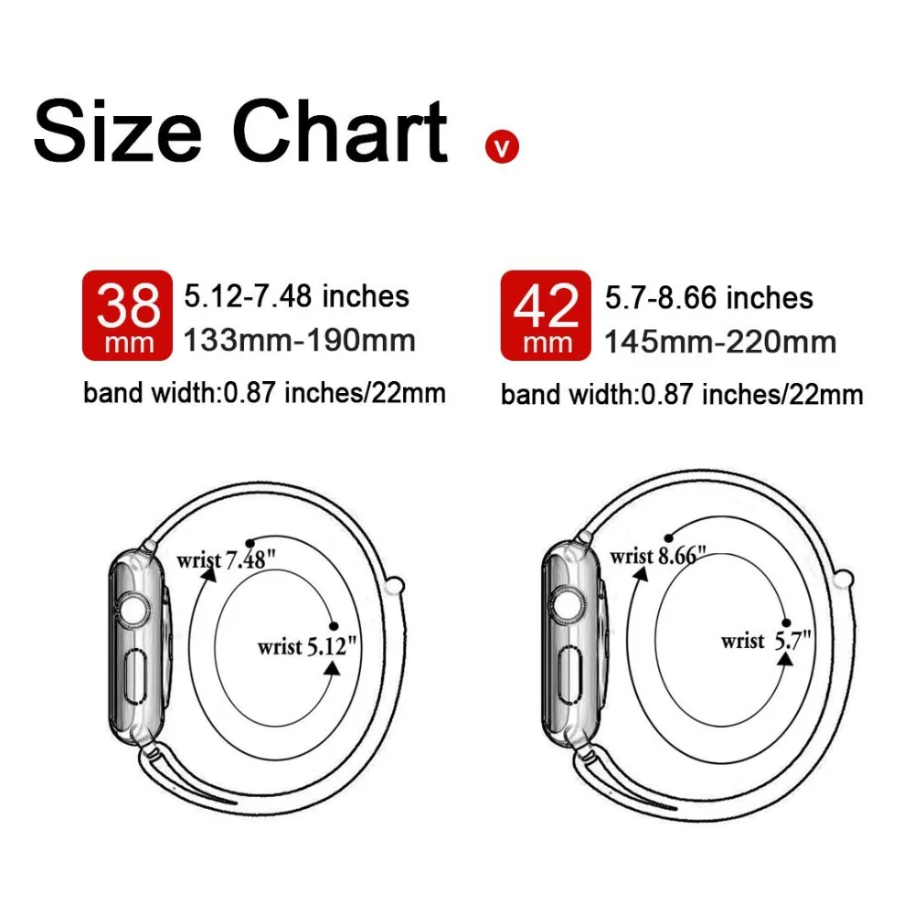 Band For Apple Watch Series 3/2/1 38MM 42MM Nylon Soft Breathable Replacement Strap