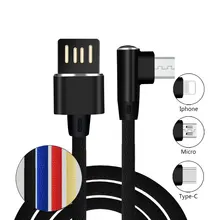 USB 90 градусов type C Micro IOS/Lighting кабель для Xiaom Redmi Note 7 зарядный кабель type-C для OPPO samsung HUAWEI S9 S10