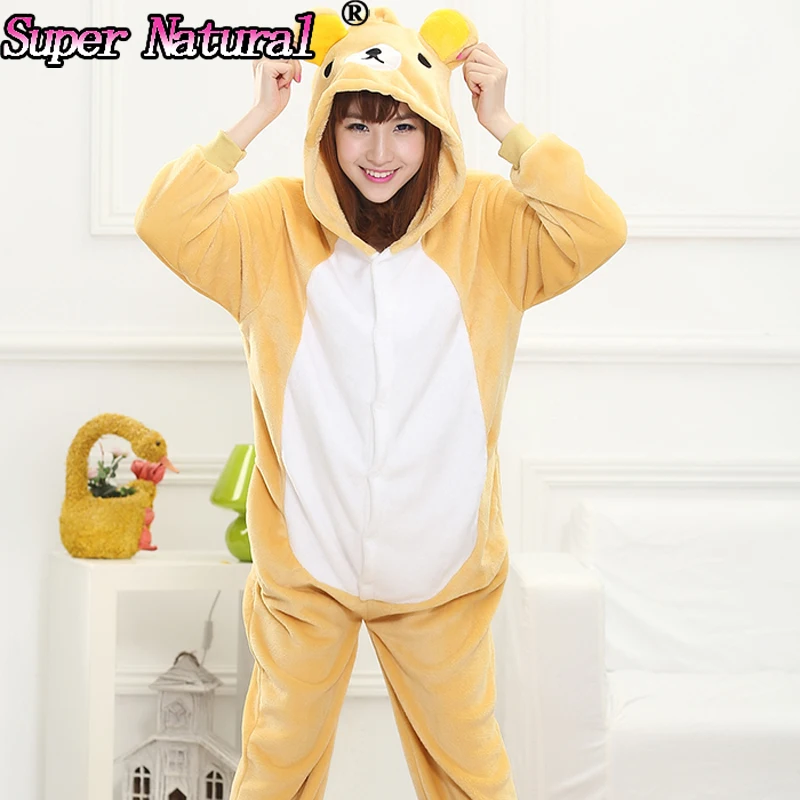 HKSNG Белый Бежевый Коричневый фланелевый рилаккума медведь Kigu комбинезон для