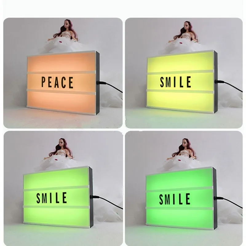 

FENGLAIYI A4 RGB Led Cinematic Lightbox DIY Led Night Lamp with DIY 90 PCS Letters Cards Home Party Valentine's Day Decoration