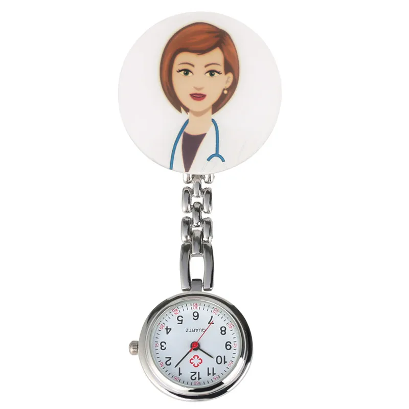 Кварцевые карманные часы с мультипликационным принтом для медсестры, ретро часы для женщин и мужчин, стальной циферблат с арабскими