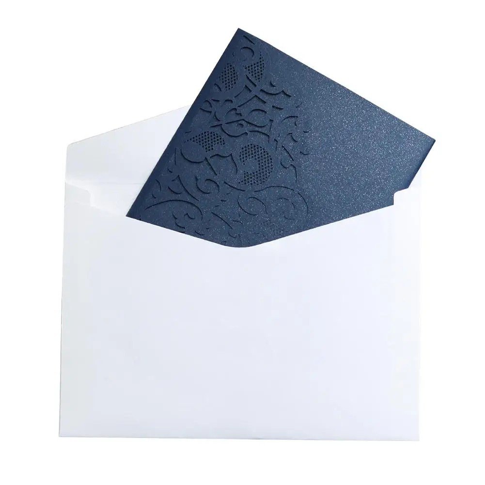  10pcs Blue White Elegant Laser Cut Wedding Invitation Card Greeting Card Customize Business With RS - 33026893747