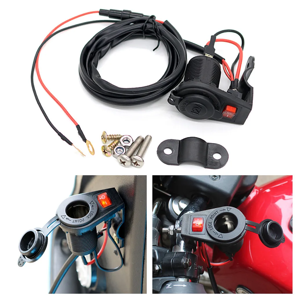 

Motorcycle Charging lighter Power Plug Outlet Charger Handlebar Mount 12V USB cigarette lighter With Switch Socket Jly22