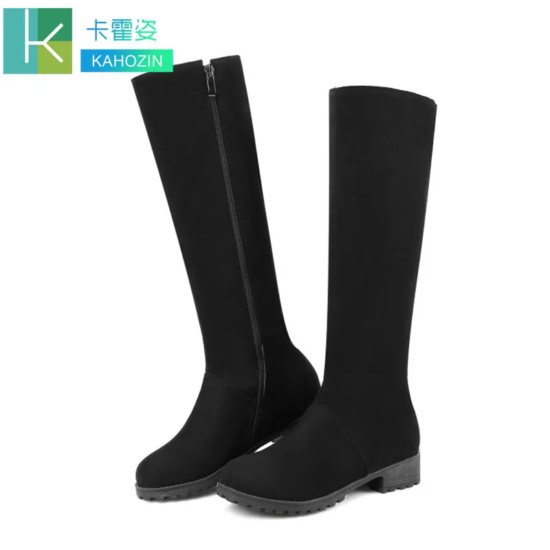 

women thigh high boots Platform Side zipper botas mujer invierno modis chuteira Frosted fabric shoesSimple casual women boots