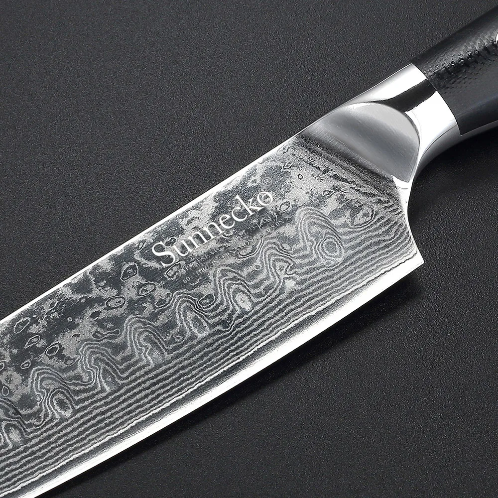 SUNNECKO Профессиональные 5 дюймов Santoku ножи Дамасская сталь японский VG10 лезвие кухонные ножи G10 Ручка острый нож для мяса