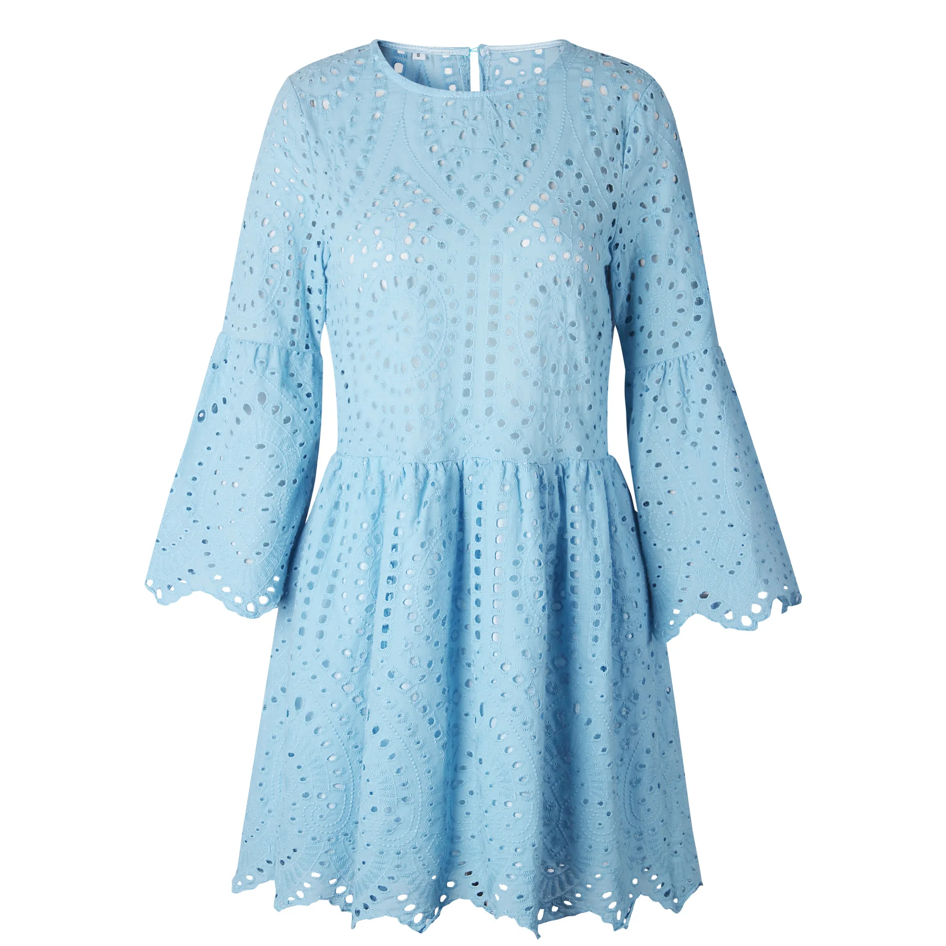 Женские летние платья, новое качественное летнее платье с рукавом три четверти, сексуальное кружевное мини платье с круглым вырезом, vestidos OYM0841