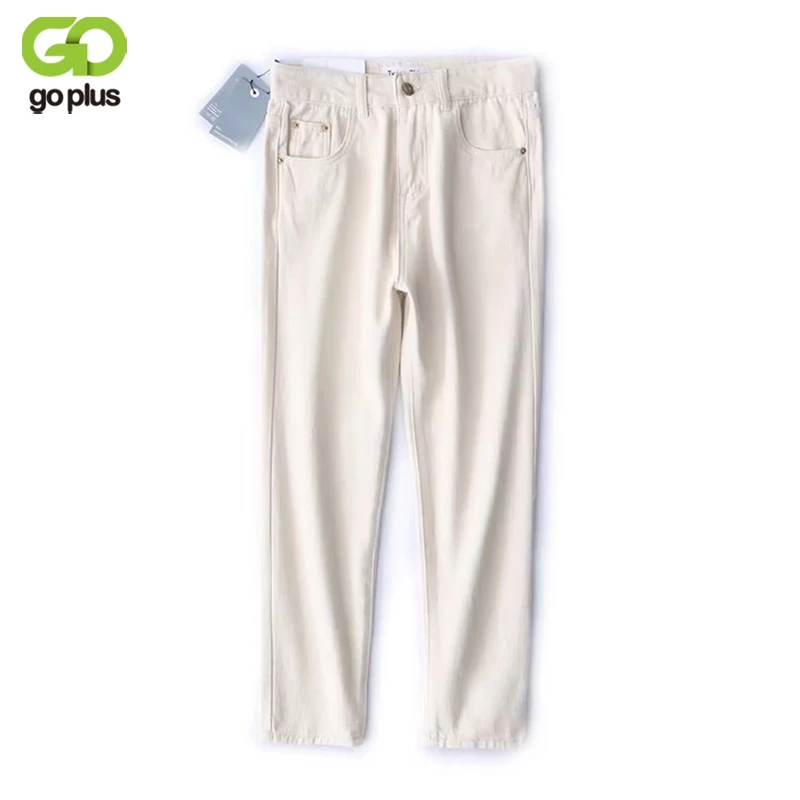 

GOPLUS White Jeans Woman 2019 New Preppy Casual Style Loose High Waist Ankle Length Harem Jeans Pants Boyfriend Vestido C5768