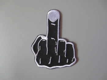

middle finger Embroidery Patches for Jacket Back Vest Motorcycle Club Biker 5.3*7cm