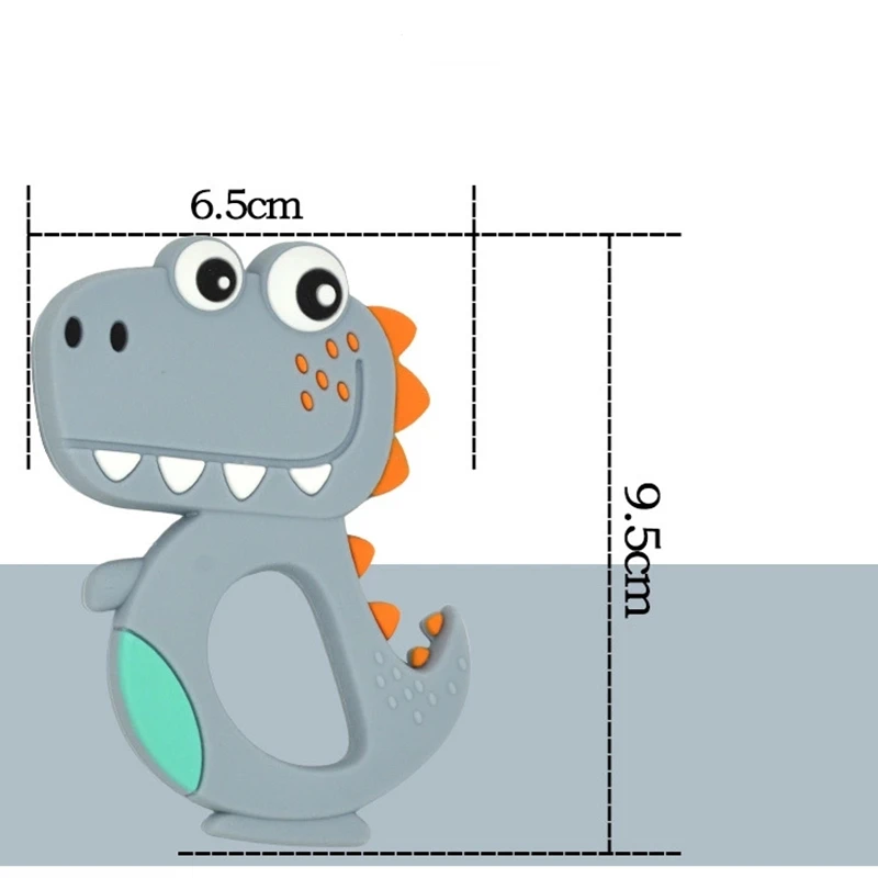 1 шт., Силиконовые Прорезыватели в форме динозавра из мультфильма для детей, с отверстиями, сделай сам, не содержит бисфенол, Силиконовые Прорезыватели для зубов