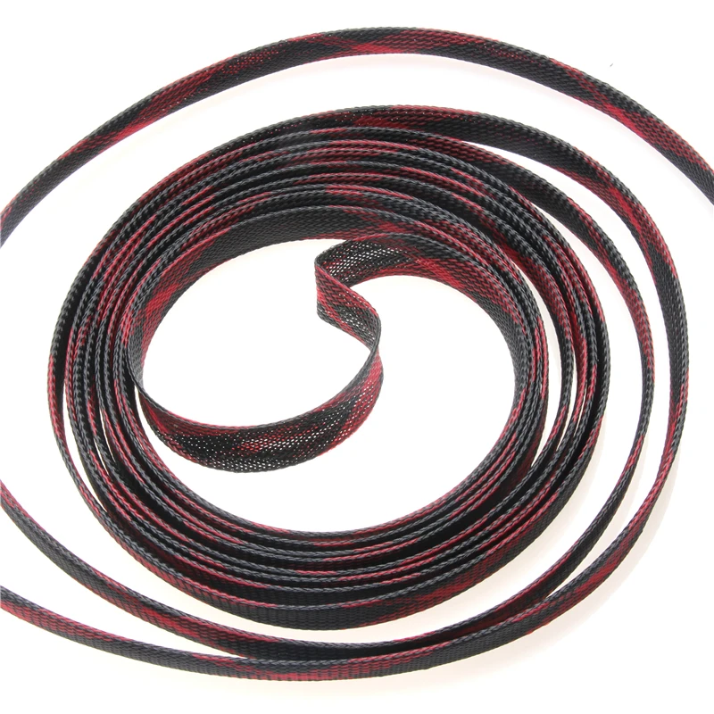 

5M 10mm Insulation Red&Black Braided Sleeves Tight PET Expandable Cable Sleeve Wire Cable Protection