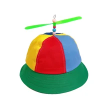 Детская кепка с пропеллером для вертолета, цветная Лоскутная Кепка, шапка с бамбуковой стрекозой, Детские хлопковые забавные шапки