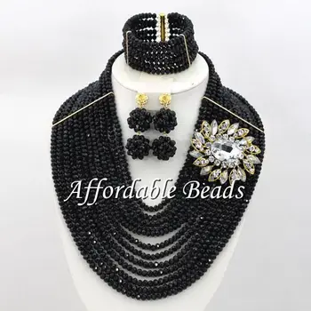 

Black Wedding Bridal Jewelry Set Marvelous African Costume Jewelry New Arrival Free Shipping ABW124