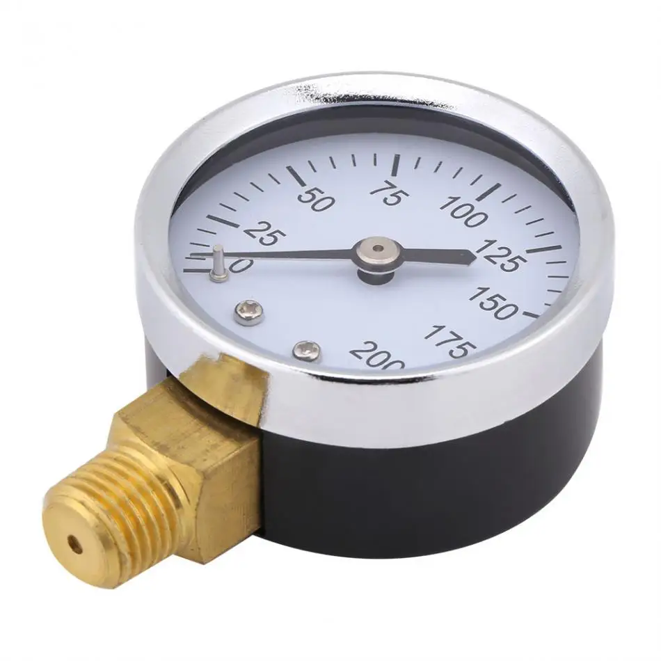 

Mini Accurate Air Pressure Gauge Metal Manometer For Fuel Oil Liquid Water 0-200psi 1/4