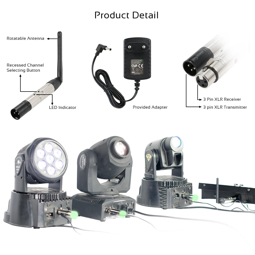 4 шт. DMX512 передатчик приемник комплект портативный 2,4G ISM беспроводной для вечерние DJ шоу клуб диско КТВ сценический светильник ing светильник