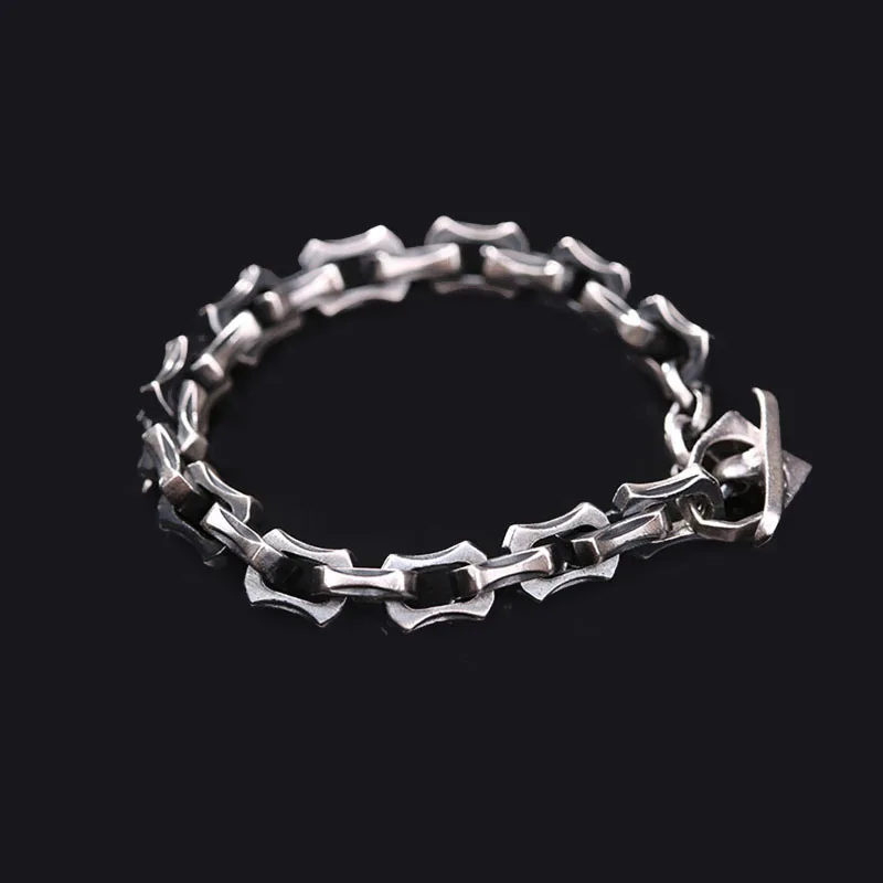 990 silver wholesale wholesale Thai silver bracelet simple retro male punk coarse Bracelet factory direct sale