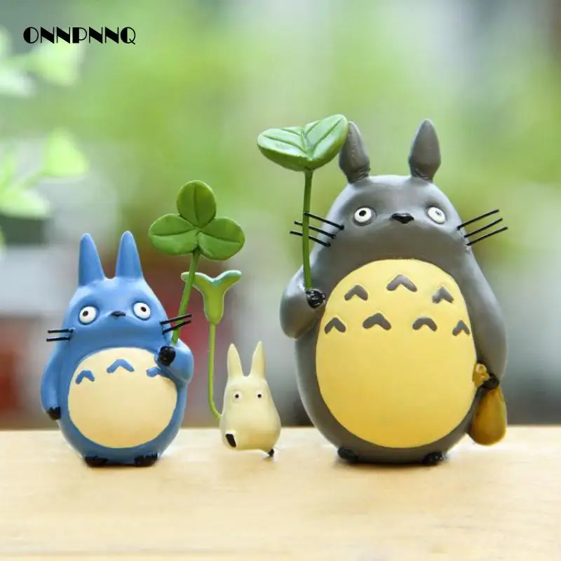 

Totoro Doll With Leaves Pendulum Miniatures Figurines Cartoon Animal Diy Micro Landscape Miniature Garden Statuette Decoration