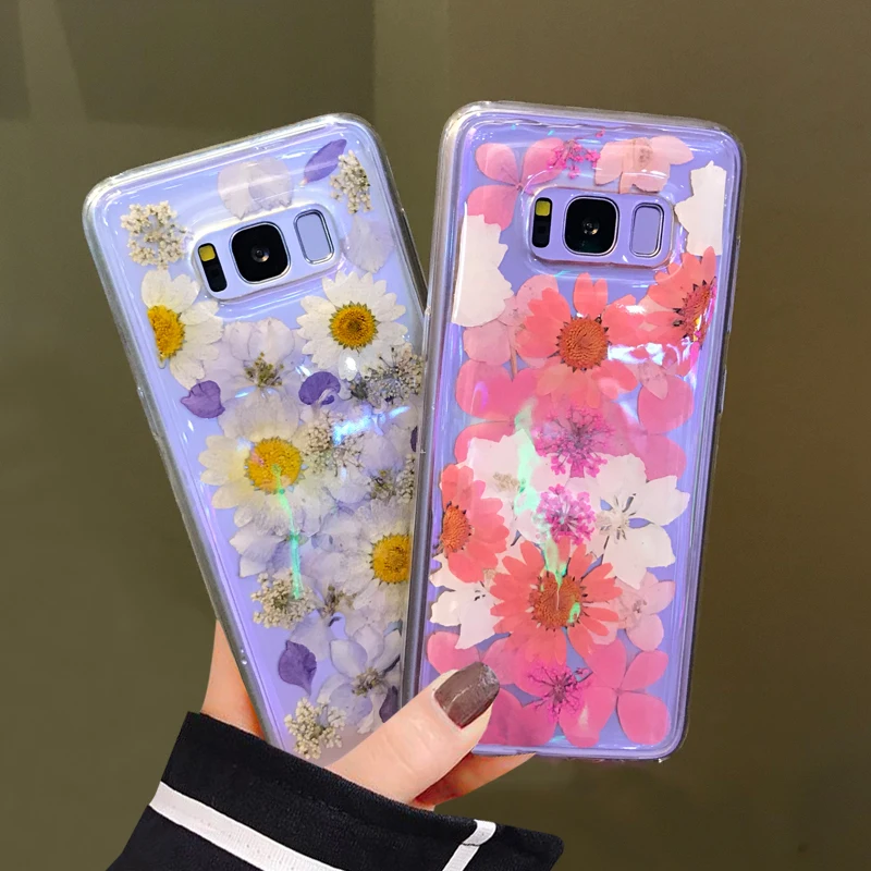 

Real dried flowers natural beauty handcraft original phone case for Samsung Galaxy S9 8plus note8 protective screen phone cover