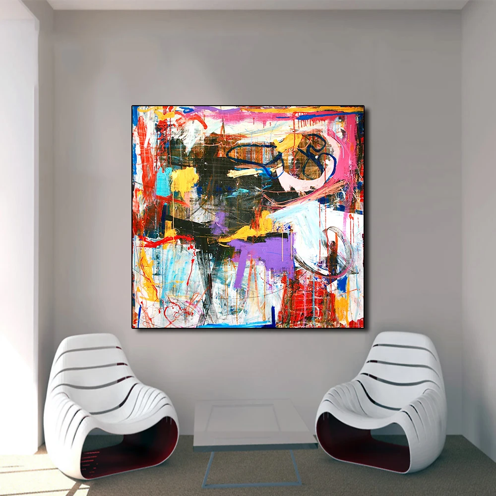 

QKART Abstract Colorful Oil Painting On Canvas Wall Art Canvas Posters And Prints Canvas For Living Room NO FrameDropshipping