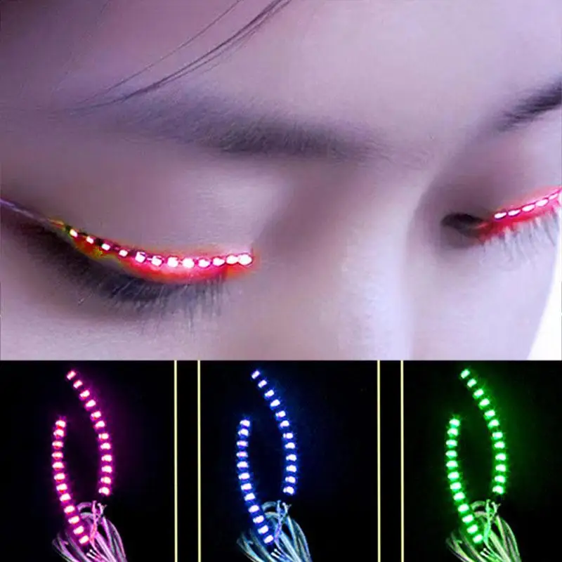 

Glowing Eyes Sticker Women Flashes LED False Eyelashes Luminous Electronic Waterproof Fake Eyelashes Halloween Props Drop ship
