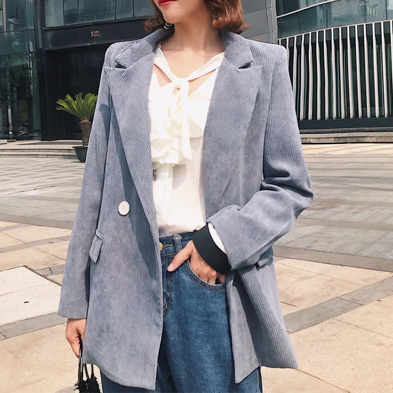 2019 spring new casual striped blazer women long sleeve
