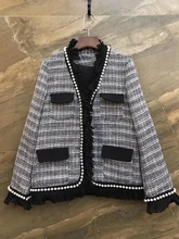 2017 new women’s wild A word hair pearl edge short jacket 827