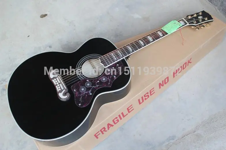 

Free Shipping 2014 Custom Shop New Arrival Spruce Black S-J-200 6 Strings Acoustic Guitar Without Fisherman Pickups