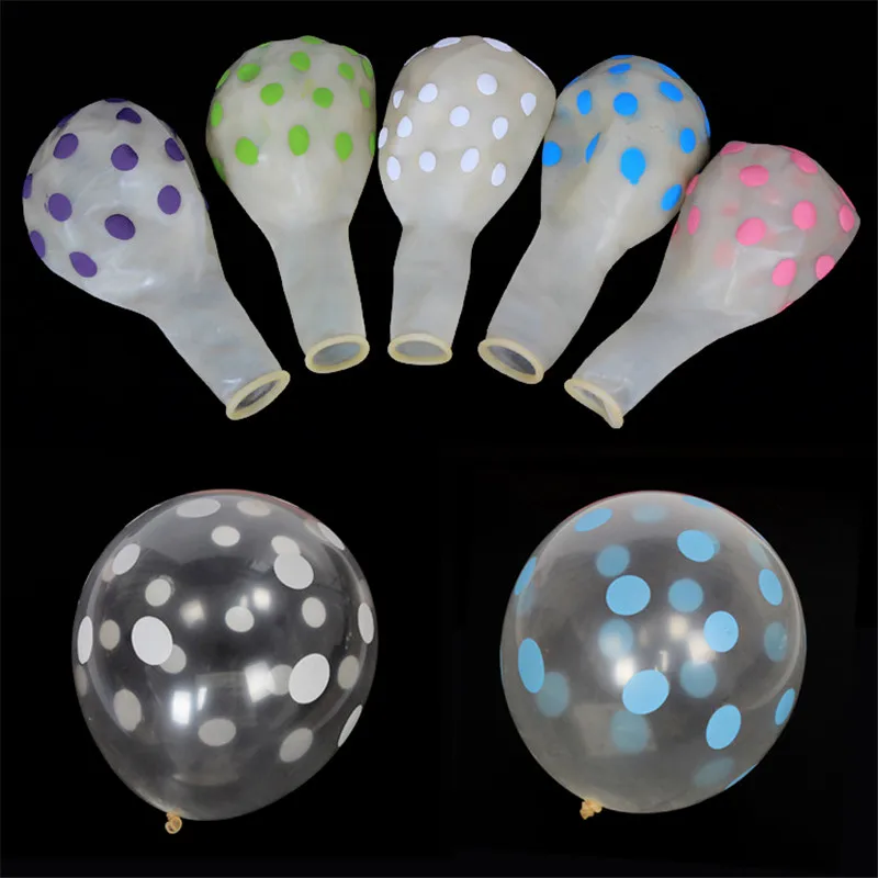 

20pcs 12" Latex Transparent Balloons Polka Dot Colored Wedding Birthday Party Balloons Decoration Globos Air Balls Baloons
