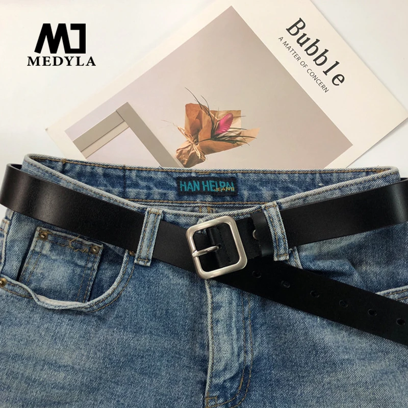 

MEDYLA Women's leather Square buckle simple wild pants belt fashion casual belt