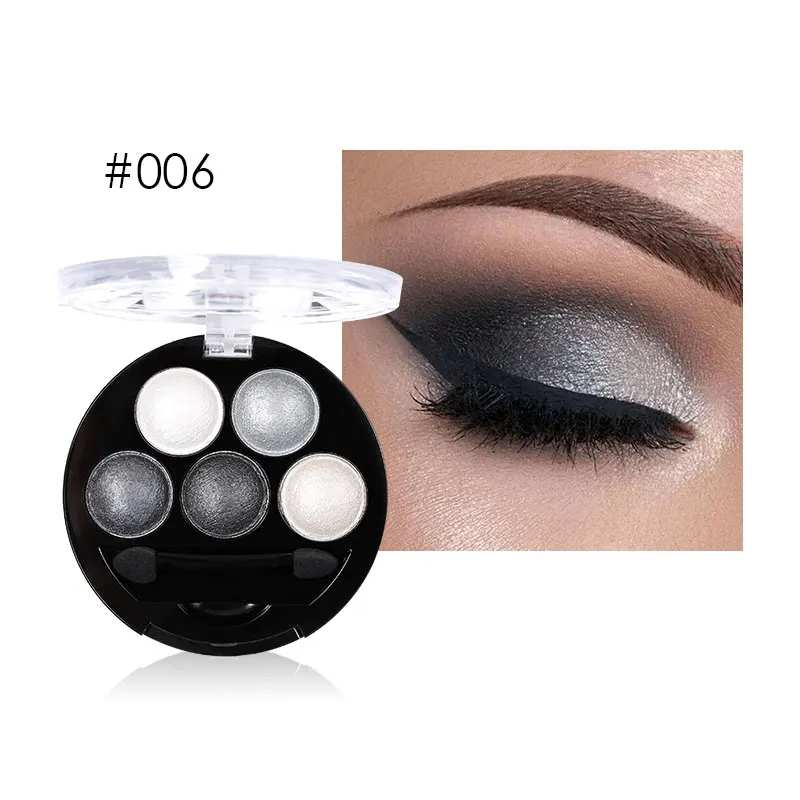 

Eyeshadow 5 Colors Glitter Shimmer Eyeshadow Palette Metallic Charming Eye Shadow Beauty Makeup Palette with Brush