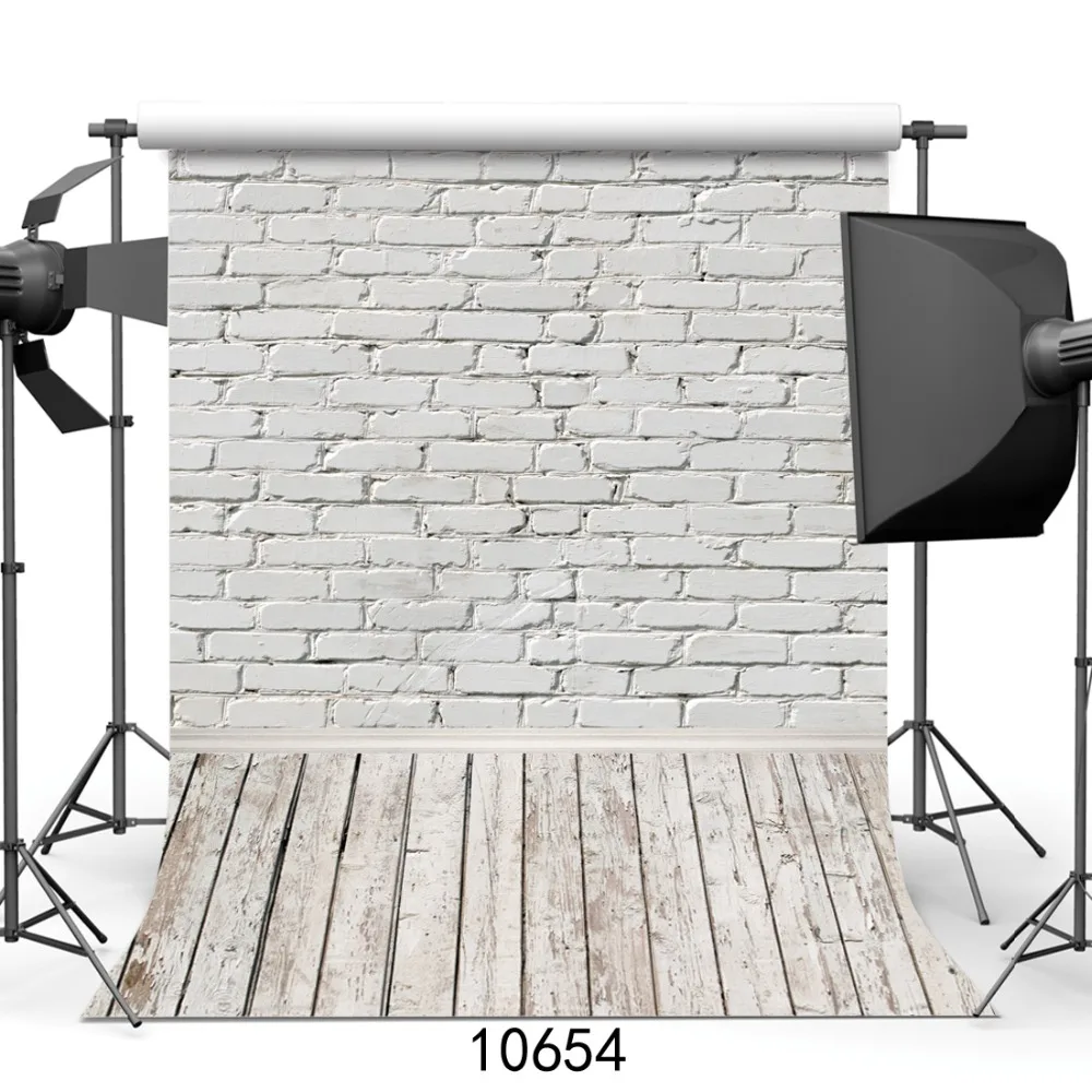 

White Brick Wall Photography Backdrops Wooden Floor Backgrounds for Pet Toy Photo Studio Baby Shower Newborn Children Photophone