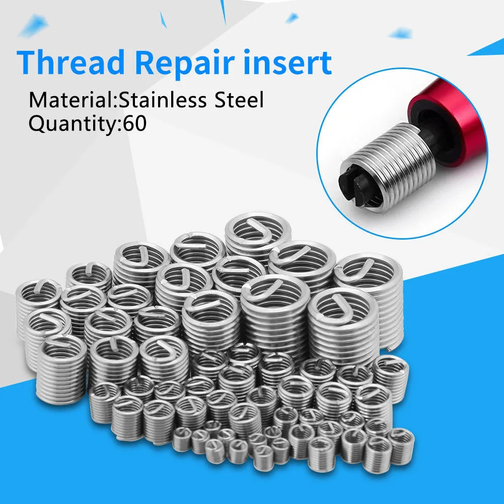 

High Stainless Steel Thread Repair Insert Kit M3 M4 M5 M6 M8 M10 M12 Wear Resistant Wire Screw Sleeve LG66