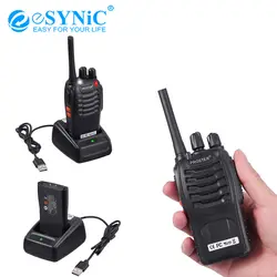 ESYNiC 2-передающая радиоустановка иди и болтай Walkie Talkie UHF 400-470 МГц 5 Вт 16CH для BF-888S встроенным светодиодным фонариком Портативный иди и болтай