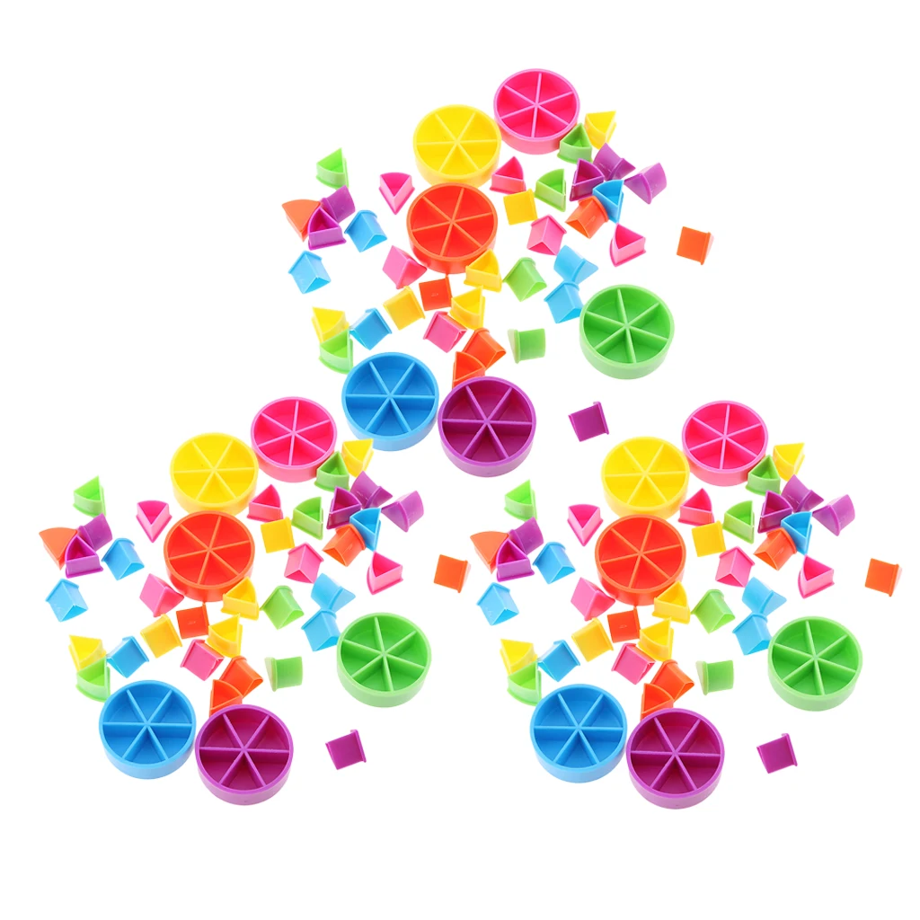 Set of 126 Pieces Assorted Math Fractions Games Pieces Pie Wedges Kids Intelligent Development Home Teaching Tool or Craft